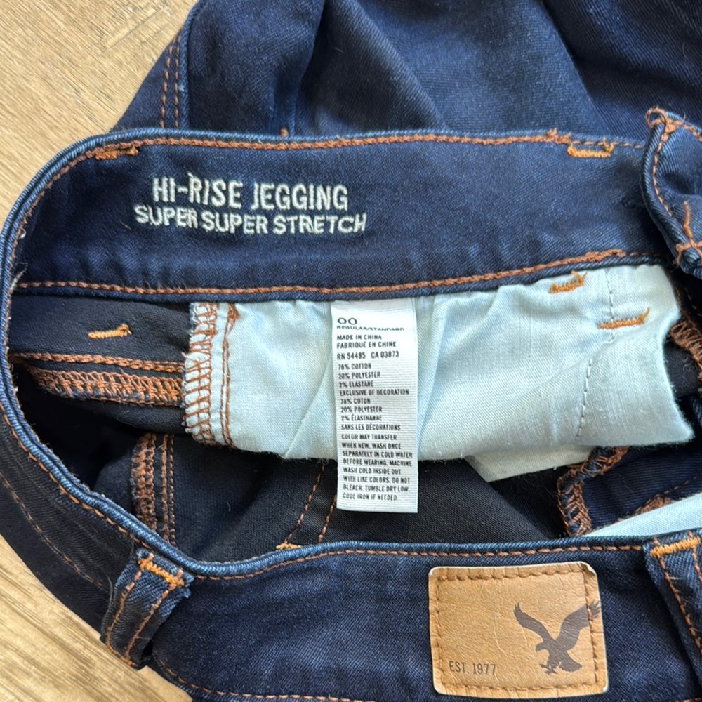 EUC American Eagle Outfitters High Rise Jeggings Jeans Super Stretch Size 00 - Picture 3 of 6